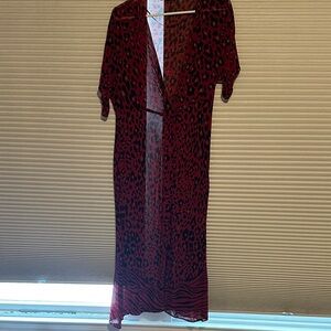 Zara Red and Black Leopard Print Maxi Dress